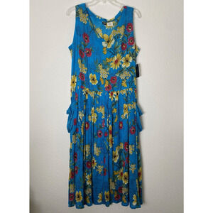 NWT BILA DRESS Womens S Bohemian Gipsy Floral Pockets Sundress Crinkle